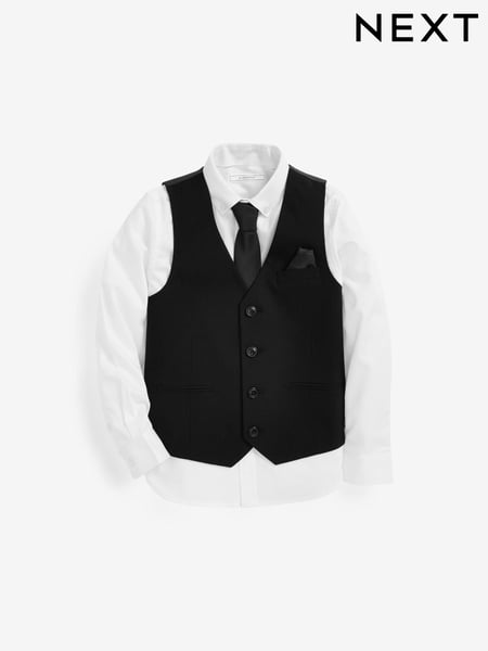 Black Waistcoat, Shirt & Plain Tie Set Waistcoat (12mths-16yrs) (A18318) | € 43 - € 55