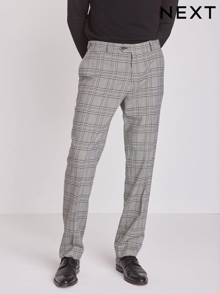 Grey Regular Fit Check Suit: Trousers (A20495) | € 19