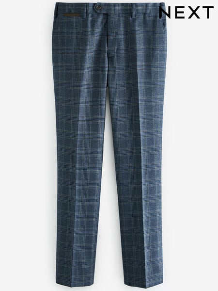 Blue Textured Check Slim Fit Suit: Trousers (A20497) | € 19