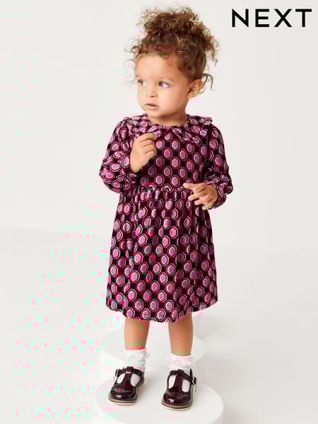 Blue Printed Velvet Dress (3mths-7yrs) (A28911) | € 15 - € 16