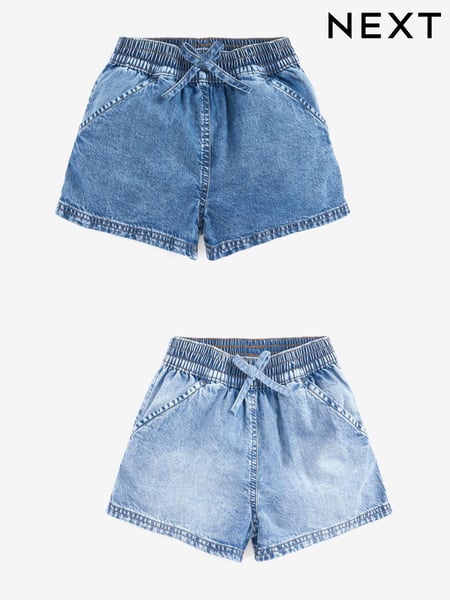 Mid Blue 100% Cotton Denim Shorts 2 Pack (3-16yrs) (A37212) | € 26 - € 34