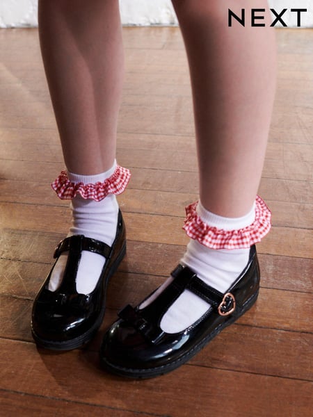 Red 5 Pack Cotton Rich Gingham Ankle School Socks (A45568) | € 11 - € 13
