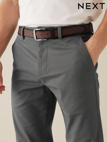 Grey Straight Fit Printed Belted Soft Touch Chino Trousers (A61607) | € 45