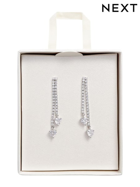 Silver Tone Crystal Drop Earrings (A62262) | € 23