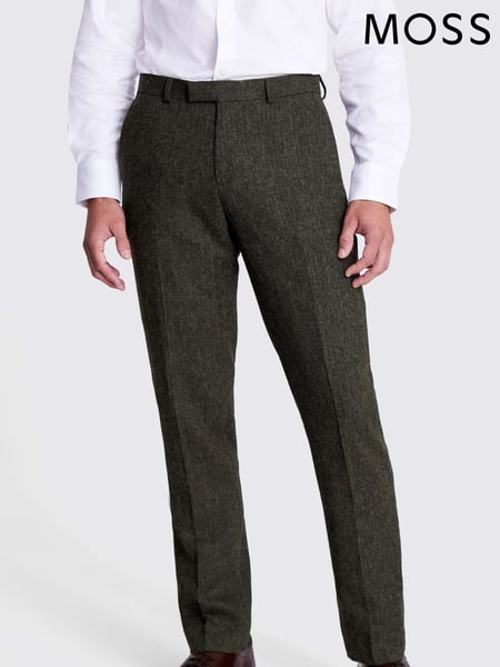 MOSS Pine Green Tailored Fit Pine Herringbone Suit Trousers (A64265) | € 140