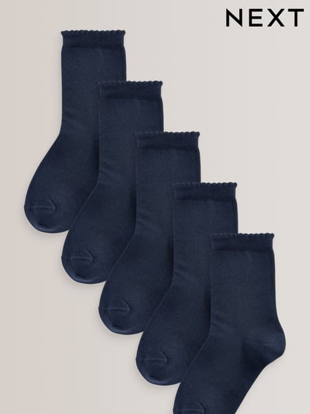 Navy Blue 5 Pack Cotton Rich School Ankle Socks (A64393) | € 9 - € 10