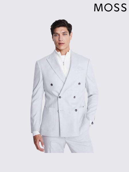 MOSS Light Grey Tailored Fit Flannel Suit Jacket (A65721) | € 99