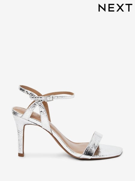 Silver Extra Wide Fit Forever Comfort® Strappy Skinny Heel Sandals (A71631) | € 9