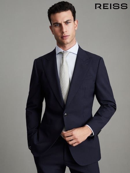 Reiss Navy Bold Slim Fit Wool Single Breasted Blazer (A76261) | € 465