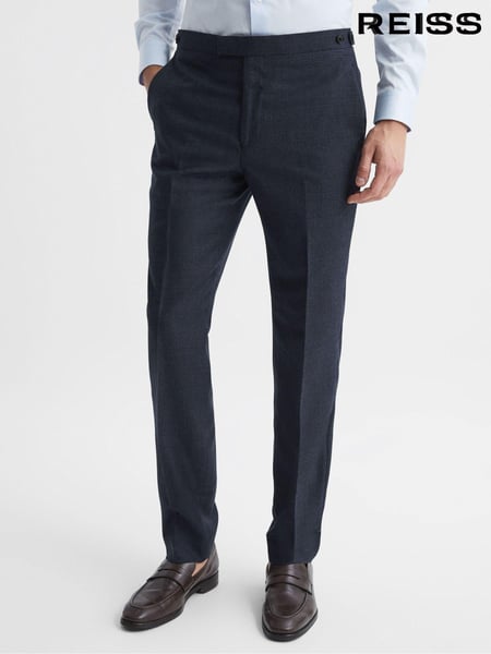 Reiss Navy Dunn Textured Slim Fit Trousers (A76322) | € 231