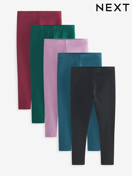 Black/Green/Blue/Berry Red/Lilac Purple Leggings 5 Pack (3-16yrs) (A82340) | € 26 - € 38