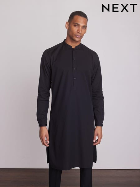 Black Regular Fit 100% Cotton Round Neck Kurta (A84101) | € 33