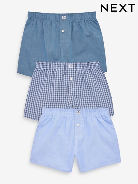 Blue 100% Cotton Woven Trunks 3 Pack (2-16yrs) (A86197) | € 17 - € 24