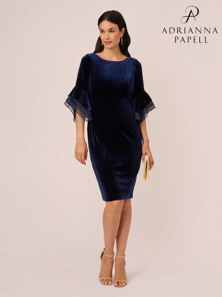 Adrianna Papell Velvet Bell Sleeve Short Dress (A89309) | € 232