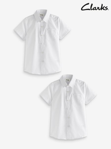 Clarks White Short Sleeve Clarks Boys School Shirts 2 Pack (A96592) | € 22 - € 33