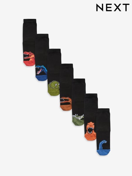 Black Dinosaur Cotton Rich Socks 7 Pack (A96863) | € 13 - € 16
