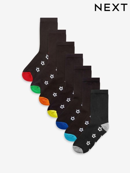 Black Football Cotton Rich Cushioned Socks 7 Pack (A96865) | € 14 - € 17