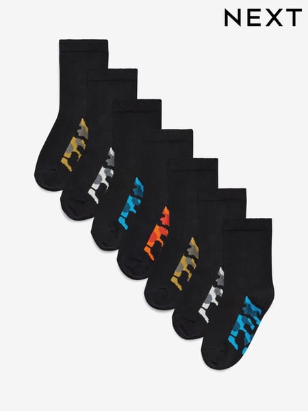 Black Camouflage Footbed Cotton Rich Socks 7 Pack (A96866) | € 13 - € 16
