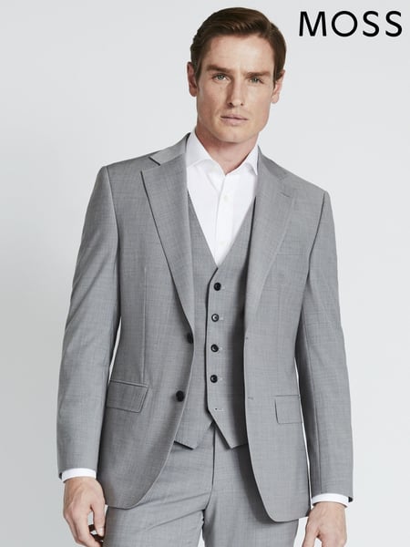 MOSS Light Grey Tailored Fit Performance Marl Suit Jacket (A97076) | € 295