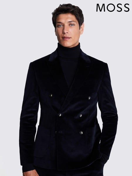 MOSS Ink Blue Slim Fit Corduroy Suit Jacket (A97078) | € 232