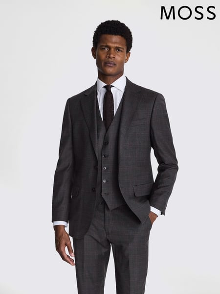 MOSS Grey Tailored Fit Wool Check Suit Jacket (A98886) | € 295