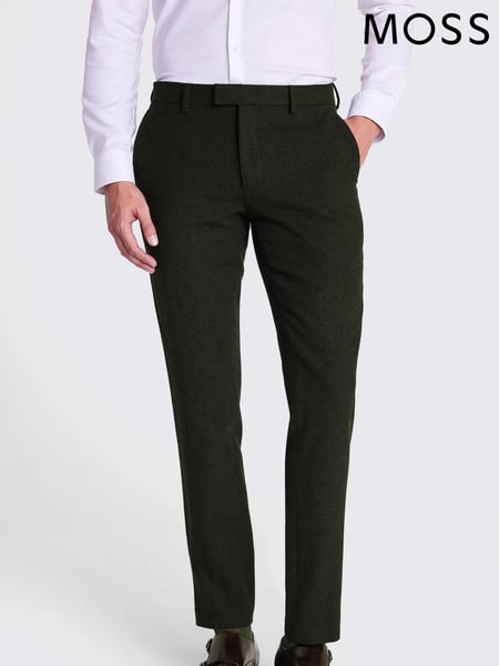 MOSS Khaki Green Slim Fit Donegal Suit Trousers (A98901) | € 140