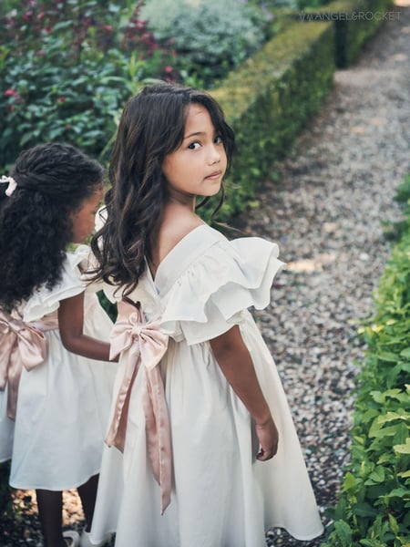 Angel & Rocket White/Pink Taffeta Ruffle Bow Sylvie Dress (A99014) | € 109 - € 125