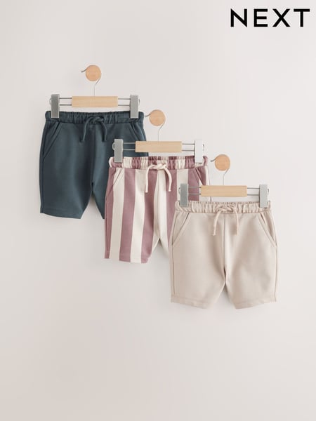 Burgandy Stripe/Charcoal Grey/Cement Jersey 100% Cotton Shorts 3 Pack (3mths-7yrs) (AA0025) | € 17 - € 26