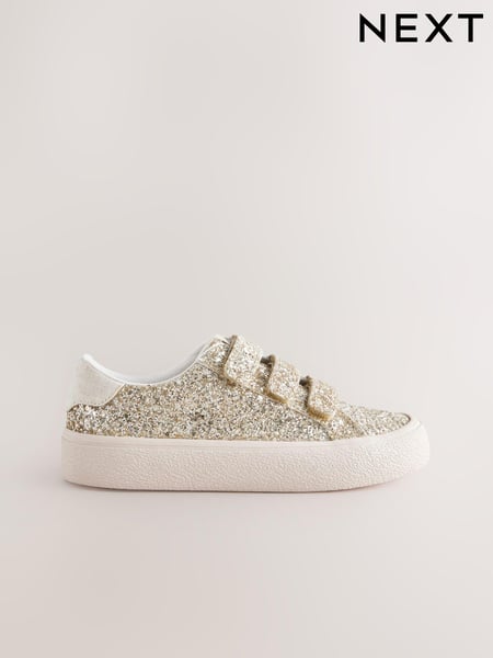Gold Glitter Wide Fit (G) Touch Fastening Trainers (AA0152) | € 31 - € 41