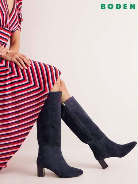 Boden Blue Erica Knee High Leather Boots (AA0159) | € 174