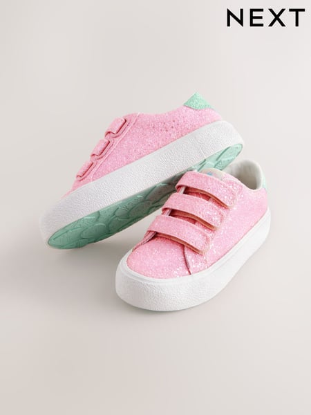 Pink Glitter Wide Fit (G) Touch Fastening Trainers (AA0162) | € 31 - € 41