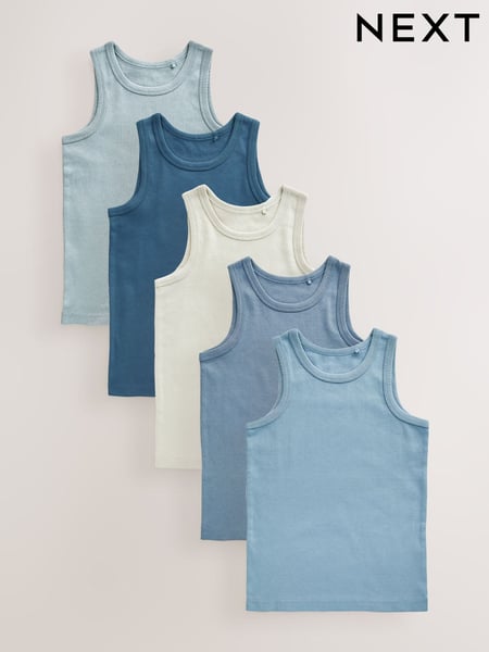 Tonal Blue Vests 5 Pack (1.5-16yrs) (AA1096) | € 16 - € 23