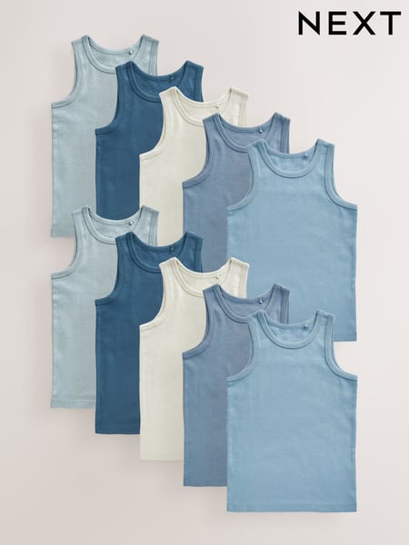 Tonal Blue Organic Cotton Vests 10 Pack (1.5-16yrs) (AA1098) | € 28 - € 38