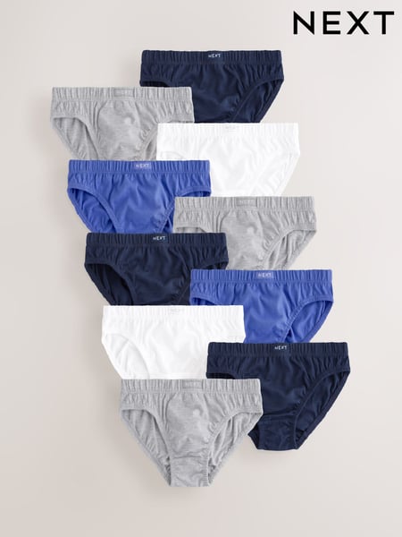 Blue/Grey 100% Cotton Briefs 10 Pack (1.5-16yrs) (AA1125) | € 20 - € 27