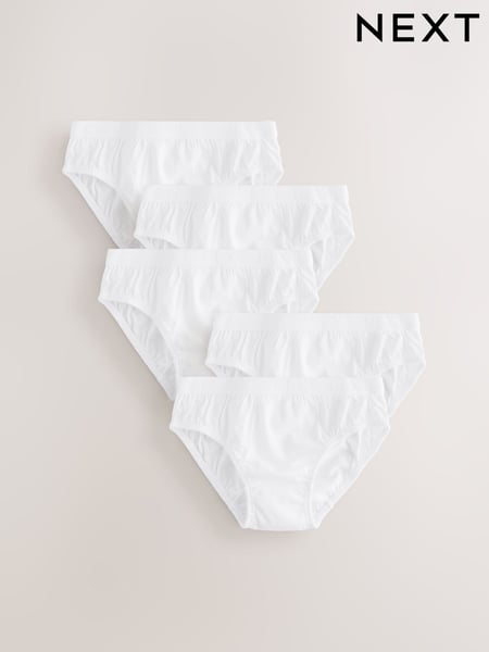 White Jacquard Waistband 100% Cotton Briefs 5 Pack (1.5-16yrs) (AA1132) | € 13 - € 20