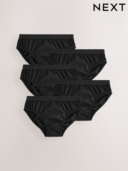 Black Jacquard Waistband 100% Cotton Briefs 5 Pack (1.5-16yrs) (AA1133) | € 13 - € 20