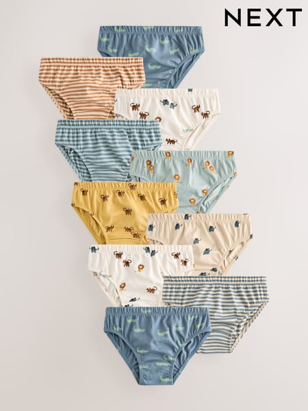 Safari Print Briefs 10 Pack (1.5-10yrs) (AA1138) | € 20 - € 21