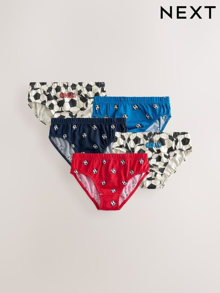 Red/Blue Football 100% Cotton Printed Briefs 5 Pack (1.5-10yrs) (AA1141) | € 11 - € 13