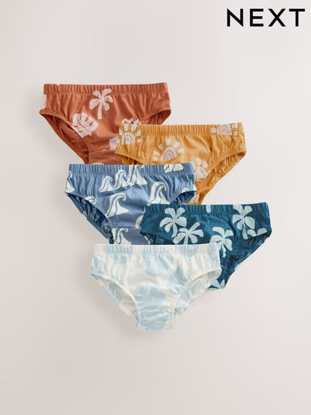 Sea Sun Stamp Print 100% Cotton Printed Briefs 5 Pack (1.5-10yrs) (AA1142) | € 11 - € 13