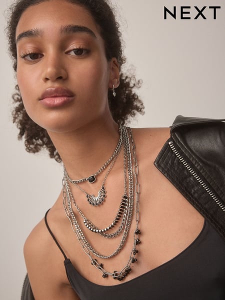 Silver Tone Multi Layer Boho Necklace (AA1639) | € 29