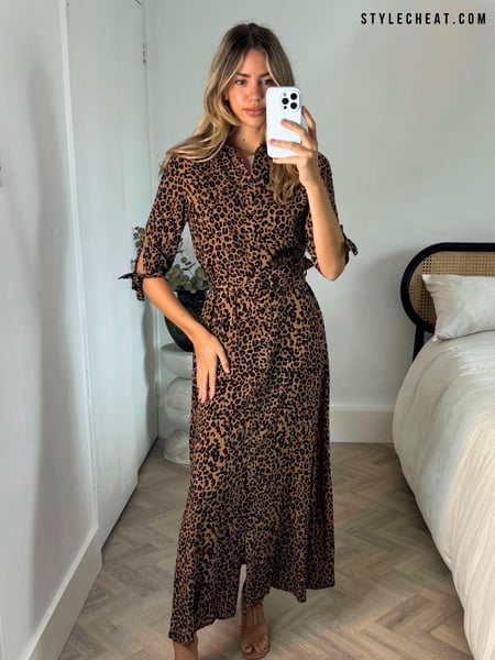 Style Cheat Leopard Daphne Belted Shirt Dress (AA1912) | € 90