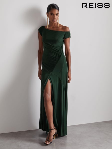 Reiss Green Elliotte Atelier Gathered Crepe-Jersey Maxi Dress (AA1956) | € 460