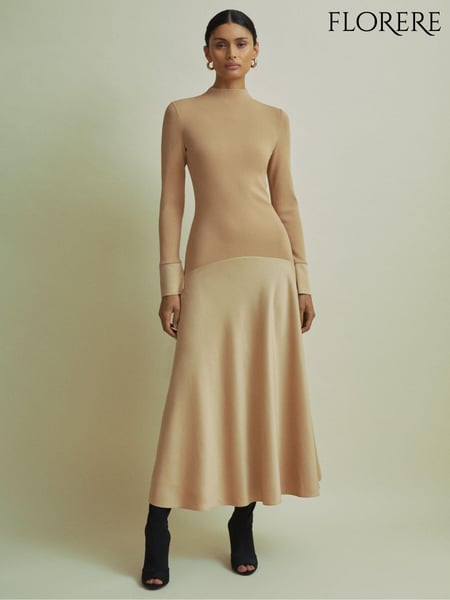Florere Hybrid Knit-Satin Midi Dress (AA2017) | € 309
