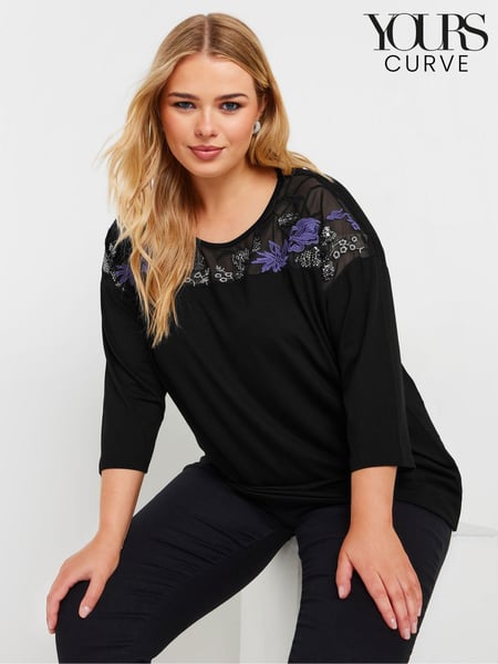 Yours Curve Black Embellished Top (AA2784) | € 41