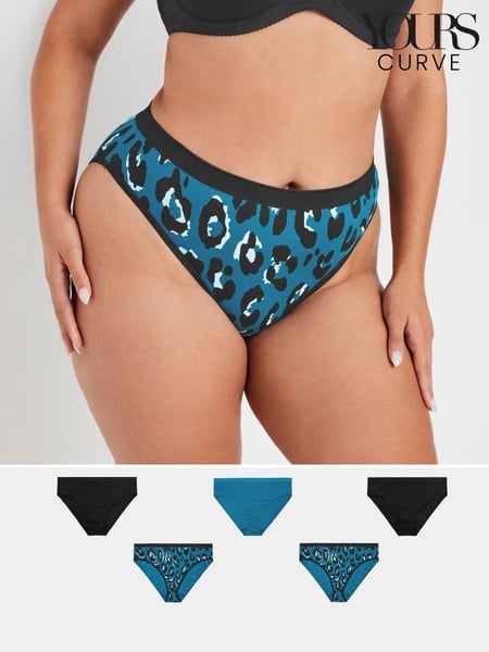 Yours Curve Green High Leg Briefs 5 Pack With Stretch (AA2894) | € 30
