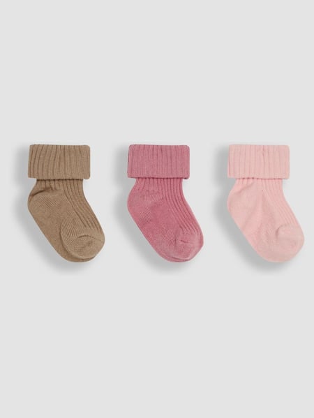 JoJo Maman Bébé Pink 3-Pack Fold Over Socks (AA2992) | € 15