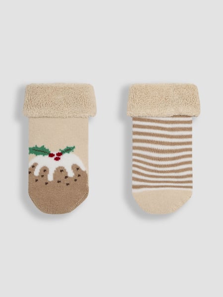 JoJo Maman Bébé Natural Christmas Socks 2 Pack (AA3112) | € 9