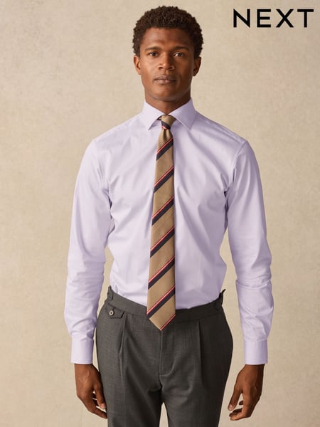 Lilac Purple Slim Fit 100% Cotton Textured Twill Shirt (AA3381) | € 57