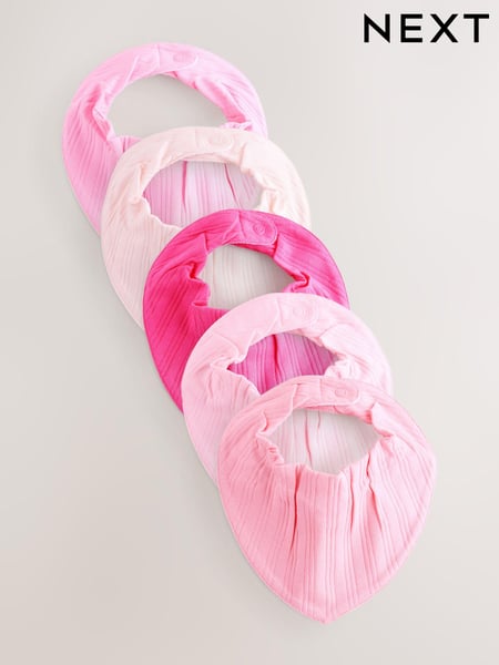 Bright Pink Baby Dribble 100% Cotton Bibs 5 Pack (AA3564) | € 16