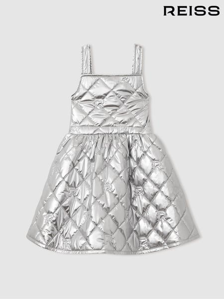Reiss Silver Joey 13-14 yrs Quilted Metallic Flared Dress (AA3685) | € 109